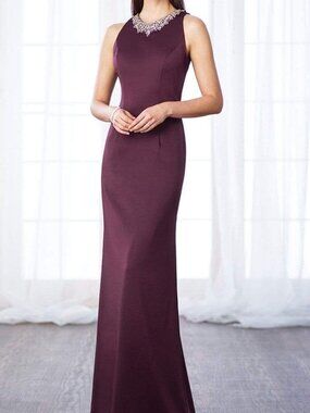 NWT Cameron Blake 116659 Keyhole Back Evening Dress Eggplant size 6